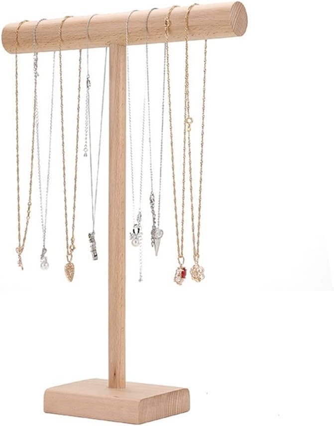 2 Pcs Hanging Necklace Display Rack Nordic Vertical Solid Wood Jewelry Rack Household Storage Necklace Rack (Color : A, Size : As Shown) (A As shown)