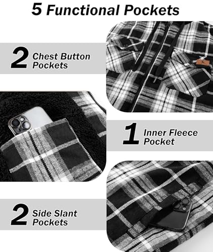 onedog Flannel Jackets for Men Plaid Sherpa Lined Heavyweight Winter Warm Jacket - Image 6