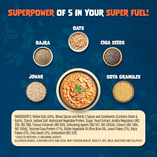 Image of Too Yumm Oats High Protein Super Oats Masala | 350g | 22.2g Protein | Oats, Soya Chunks, Millets, Bajra, Jowar & Chia Seeds | 12.2g Dietary Fibre