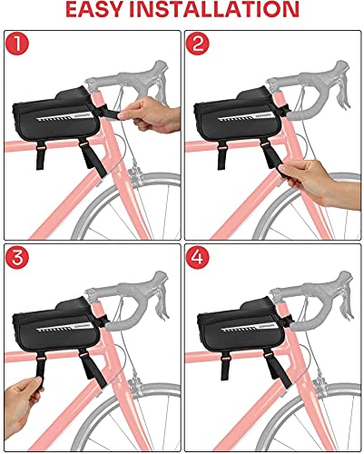 Bolsa de bicicleta impermeable para el cuadro con soporte táctil de móvil 8