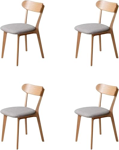 Miniatura 8 de Sillas de comedor 100% tapizadas de madera maciza, sillas de comedor modernas de roble de mediados de siglo con diseño de respaldo curvado con forma