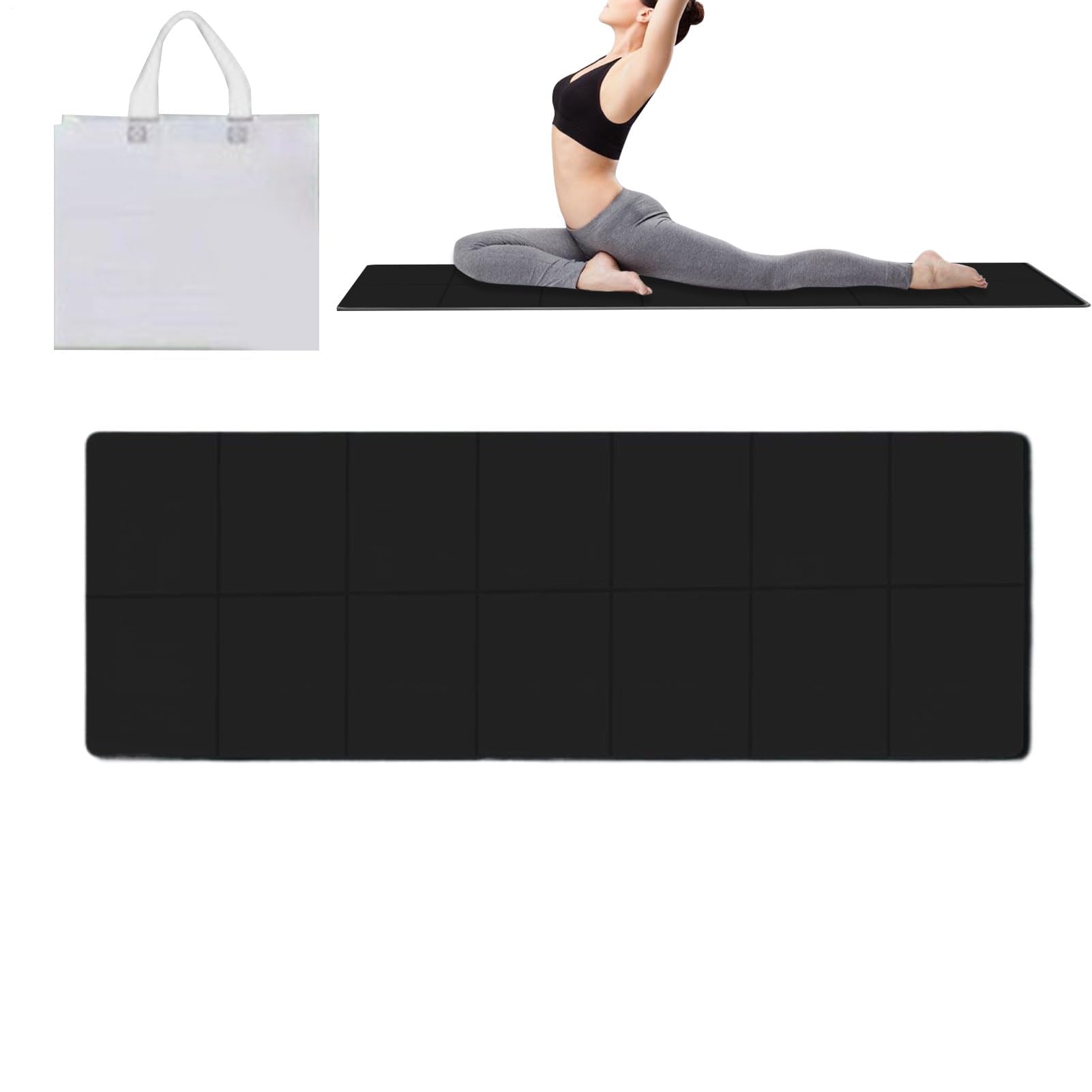 Esterilla de yoga, almohadilla plegable de 6 mm de grosor, resistente al desgarro, con bolsa de almacenamiento para estudio, viajes, picnic y fitness en casa, tapete de ejercicio portátil para