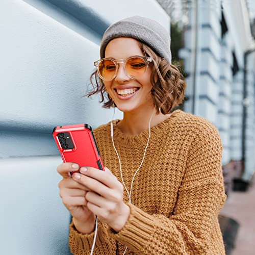 Jxvm For Samsung Galaxy A54 5G Case: Shockproof Dual Layer Tough Phone Cover Protective With Tempered Glass Screen Protector Rugged - Military Grade Heavy Duty Protection, 6.4Inch, 2023 (Black Red) #TOP5