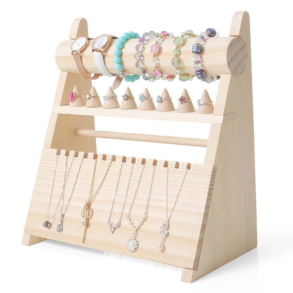 Espositore per Gioielli in Legno, espositore per Gioielli, espositore con Ganci, per Orecchini, collane, bracciali, Orologi e Anelli, espositore per Orecchini, espositore per Gioielli (