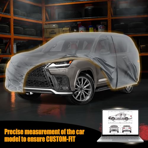 Image of Waterproof Premium Car Covers Replace for 2008-2025 Lexus LX /Toyota Land Cruiser, 10 Layers Heavy Duty with Cotton Liner Car Cover with Zipper Door, Windproof Bands for Snow Rain Dust Protection