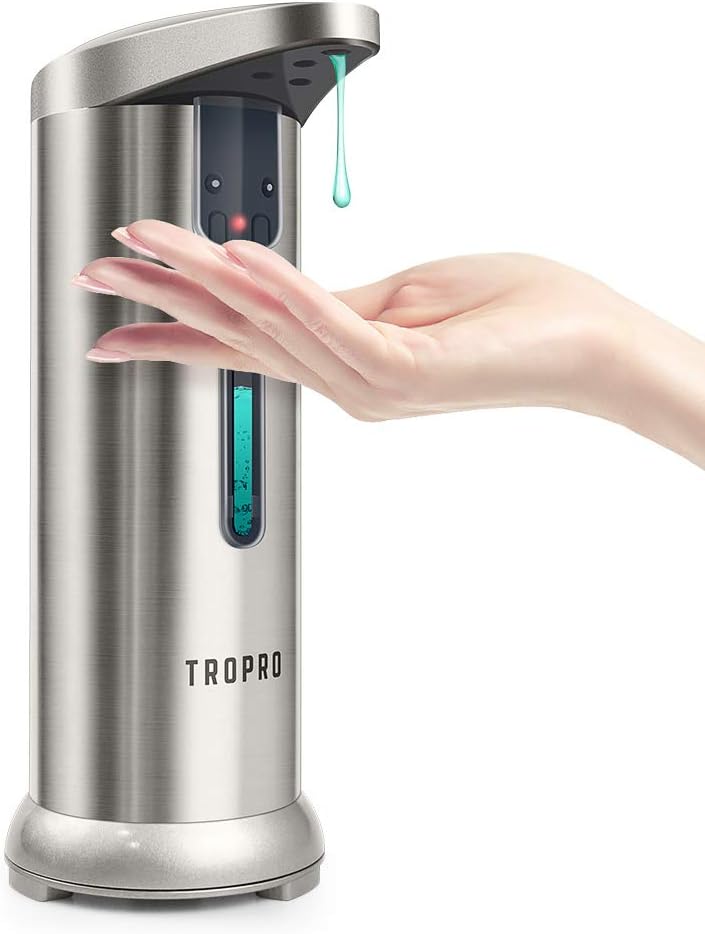 ELECHOK Soap Dispenser, Touchless Automatic Soap Dispenser, Infrared Motion Sensor Stainless Steel Dish Liquid Hands-free Auto Hand Soap Dispenser, Upgraded Waterproof Base [Newest Version]