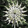 Voberry Windmolen metaal magische windgong windspinners windspel voor buiten windmolen windvanger decoratie voor tuin balkon erf terras gazon kunst (zilver, één maat)