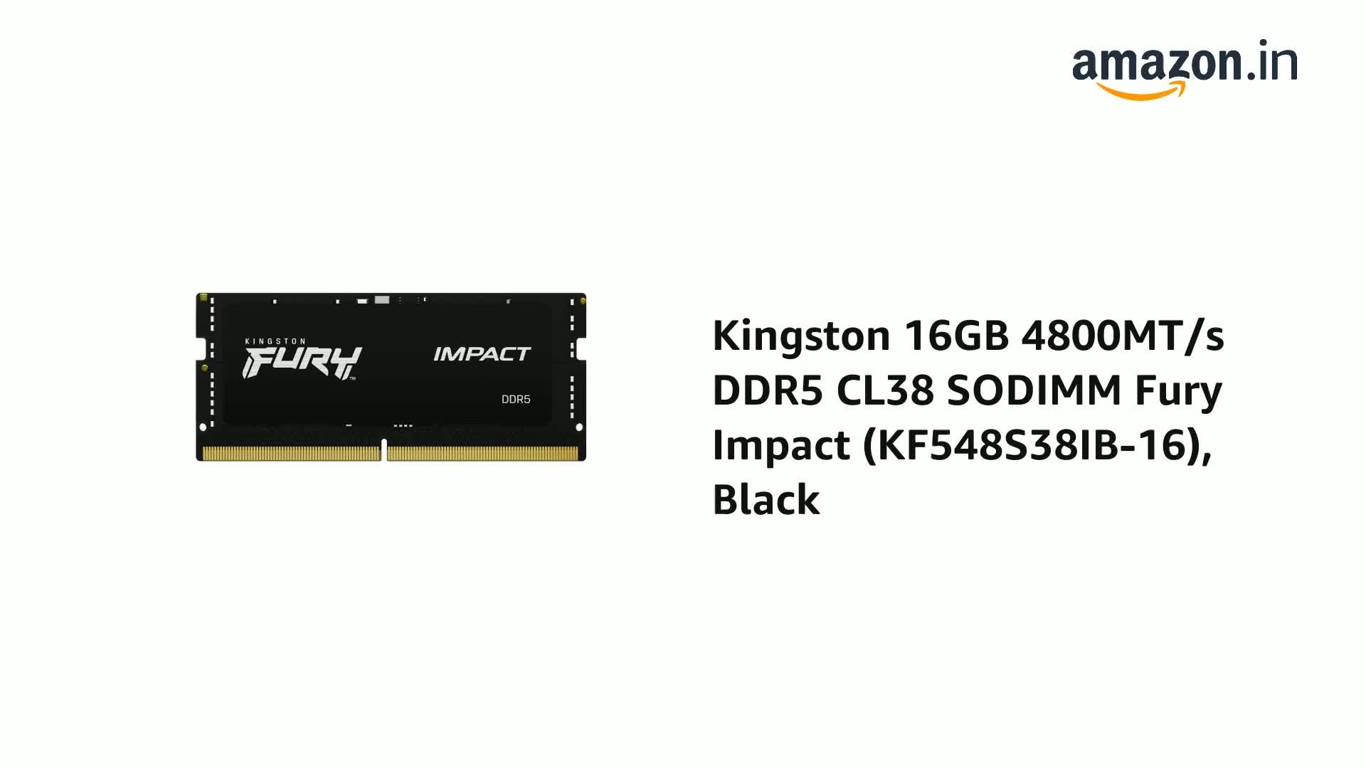 Amazon.in: Buy Kingston 16GB 4800MT/s DDR5 CL38 SODIMM Fury Impact