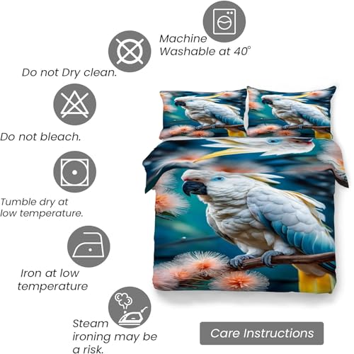 Ensemble de lit reversible perroquet 240x260 cm en tissu microfibre soyeux