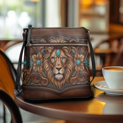 Image of Leather Women Crossbody Hobo Bag Satchel Purse Handbag with Adjustable Shoulder Strap and Zipper Pockets