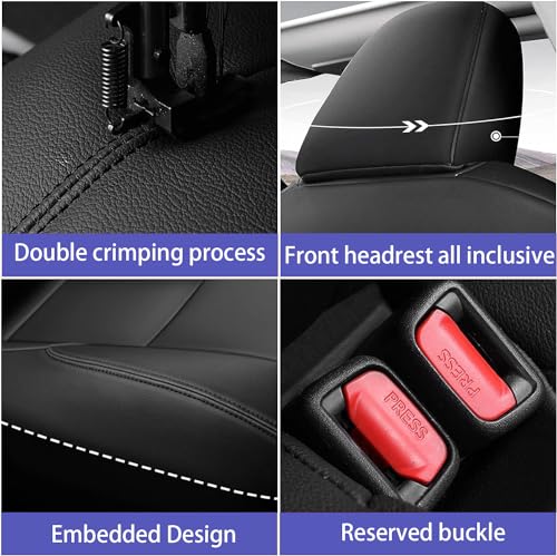 Custom Fit Seat Covers for Toyota Sienna 2021 2022 2023 2024 2025 LE, XLE,8 Seats,2nd Row 4/2/4 Split,Full Set Sienna Seat Covers,Durable and Breathable Faux Leather,Airbag compatible(Black/Red)