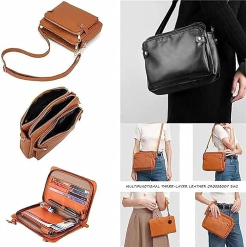 Gpmsign Crossbody Bag Gpmsign Crossbody Leather Bag 3 Layer Crossbody Leather Shoulder Bags with Built Compartments4