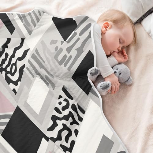 Irregular Geometric Blocks Baby Swaddle Blanket for Boys and Girls, Muslin Baby Receiving Swaddle Blanket, Soft Cotton Nursery Swaddling Blankets for Newborn Toddler Infant4