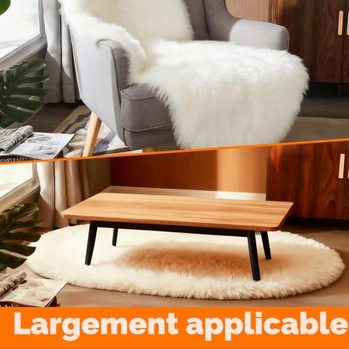 Xinxinphi Tapis Faux Peau Mouton Synthétique 60 x 120 cm, Tapis Fausse Fourrure Moelleux Blanc, Moquette Imitation Doux Antidérapant, Moquette Canapé Lavable pour Chambre Coucher, Salon Décoration – vue 5
