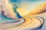 Quadro composito di alluminio 50 x 30 cm: linee astratte, onde del paesaggio artistico. spirale movimento dinamico, stilizzato estetico (204523296)
