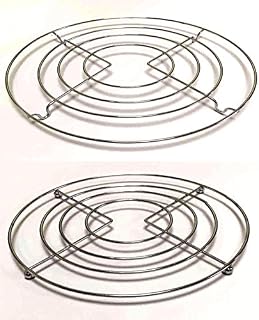 2 x CHROME HOT PAN POT STANDS STAINLESS STEEL ROUND TRIVET HOLDER KITCHEN
