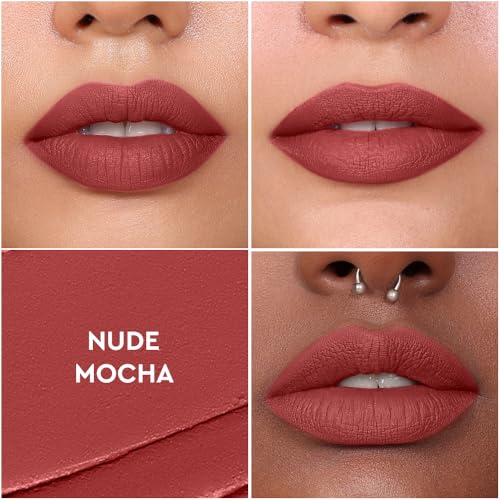 Image of Kiro Non-Stop Airy Matte Liquid Lipstick - Nude Mocha (Nude Peach), 5ml | Super-Pigmented, Long-Lasting, hydrating | Waterproof, Smudge-Proof, Lightweight | Infused with Avocado & Apricot Oil