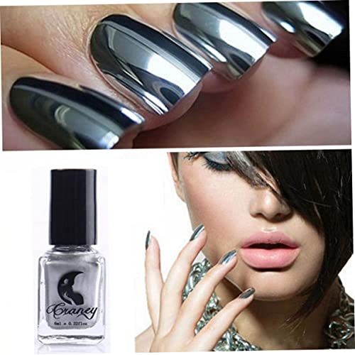 Spiegelnagellack langlebiger metallischer Nagellack Schnelltrocknungsgel Polish 6ml Silber Spiegel Nagellack 1 Flasche – Bild 6