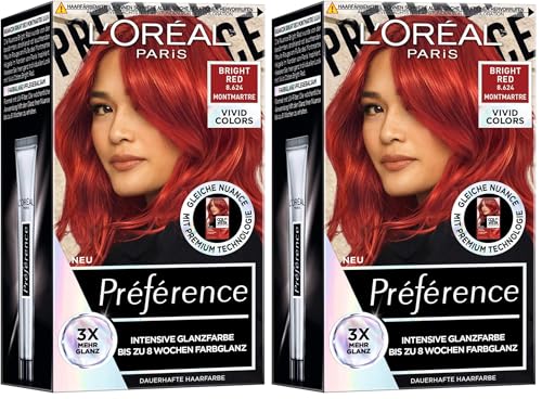 L'Oréal Paris Intenso Tinte de Pelo de Larga Duración, Hasta 8 Semanas de Brillo y Color Intenso, Rojo Brillante 8.624, 1 Unidad (Paquete de 2)