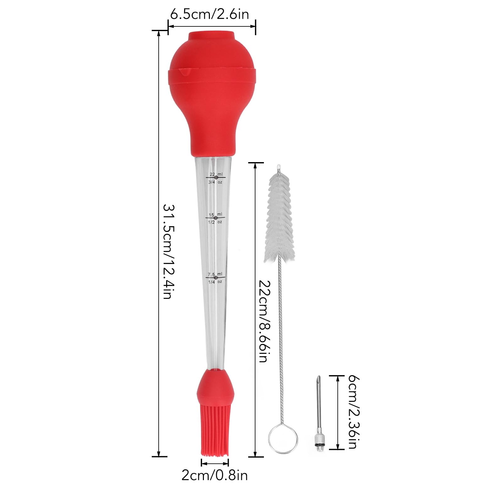 turkey baster syringe baster Turkey Baster Needle Seasoning Tube Tools with Sauce Brush Barbecue Oil Drip (Red)