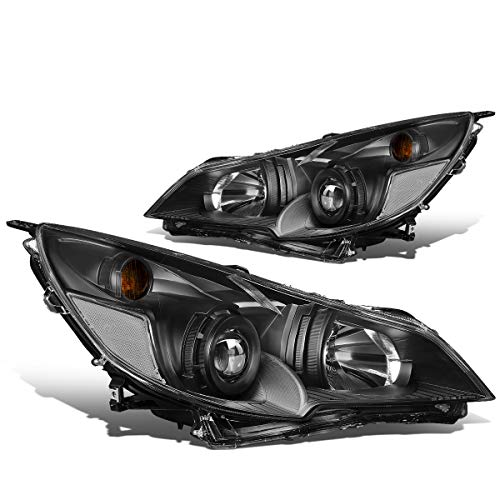 Auto Dynasty Headlights Assembly Compatible with 2010-2014 Outback Legacy, Driver and Passenger Side Halogen Headlamps Replacement w/LED Corner Marker, Projector Low Beam, Black Housing Clear Corner