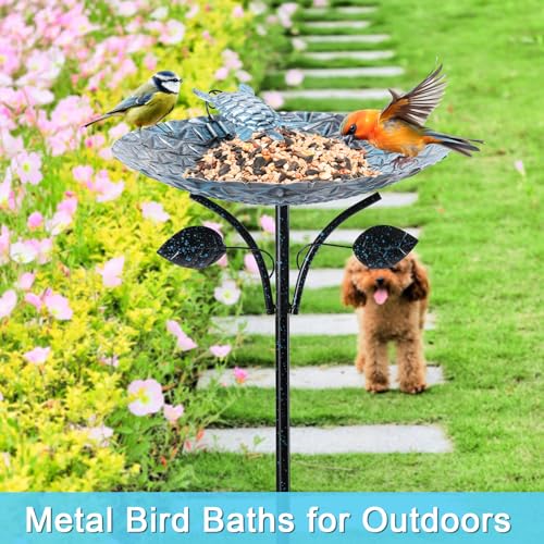MUMTOP Banheiras de pássaros para ambientes externos, tigela de banheiras de pássaros de metal com e