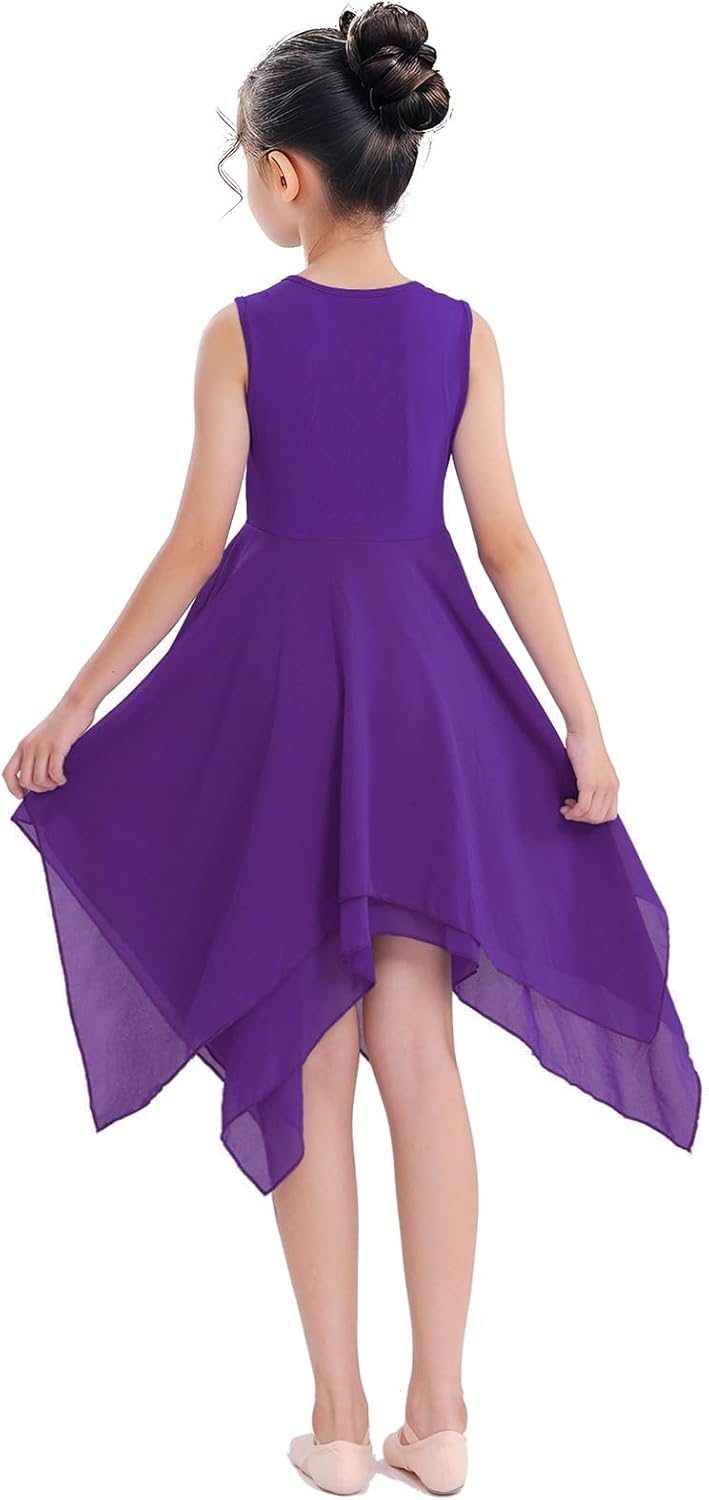 Girl's Praise Dance Overlays Dress Tunic Irregular Flowy Skirt Worship Liturgical Lyrical Dance Costume - Image 6