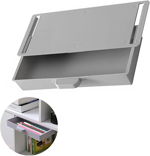 LAIYOHO 1 caja de almacenamiento oculta autoadhesiva, organizador de cajones debajo del escritorio adecuado para el hogar, la oficina y la escuela