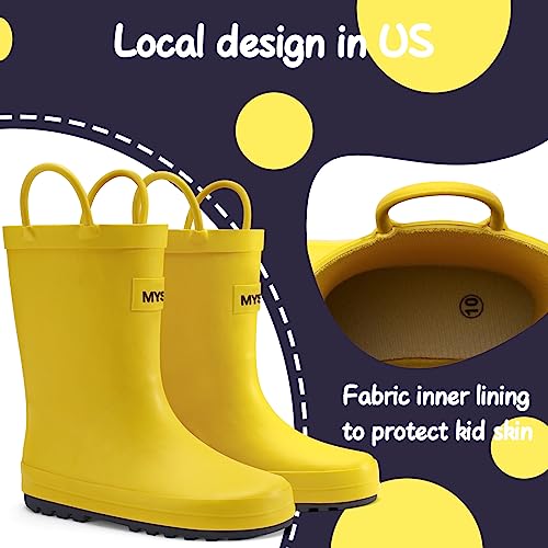 Image of mysoft Kids Rain Boots for Girls Boys Toddler Waterproof Rubber Cute Printed with Easy-On Handles