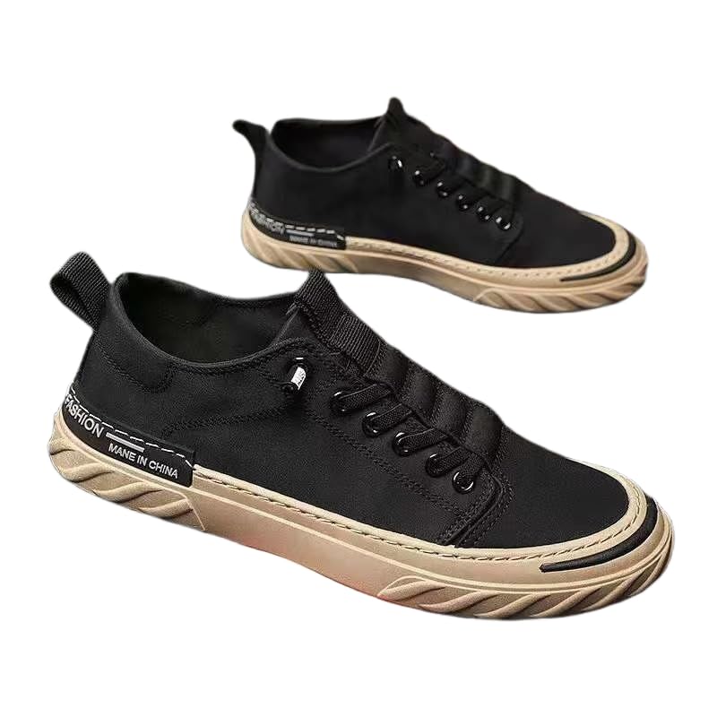 Men's Canvas Slip-On Loafers Hand-Stitched Driving Shoes Soft Rubber Sole, Breathable Lining Low-Top Round-Toe Design for Business Casual & Casual Attire