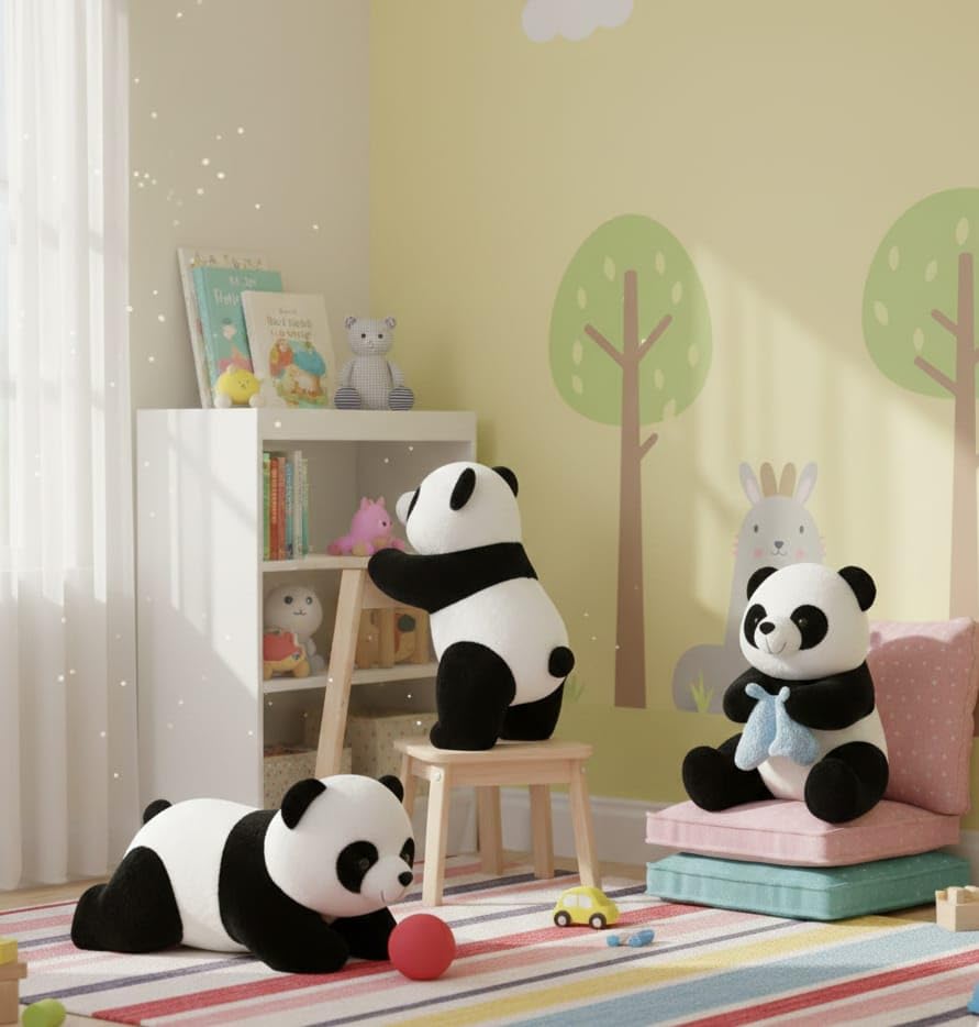 Image of Cute Panda Soft Toy, 40 cm - Large Premium Plush Stuffed Animal for Kids, Boys & Girls | Big Huggable Panda Bear for Birthday & Anniversary Gifting.