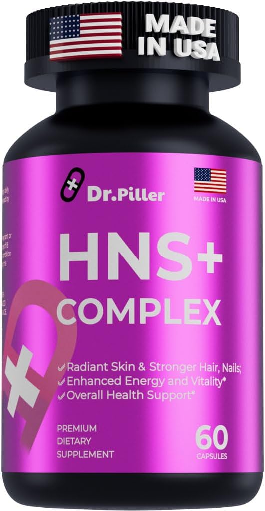 HNS+ Complex – Premium Hair, Biotin | Collagen | Keratin | Skin & Nail Support with Biotin| Hair Growth Support | Vitamins A, D3, B1, B2, B6, B12 | Women & Men | 60 Capsules