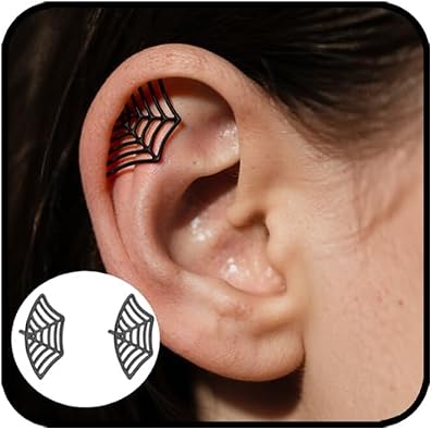 Gothic Spider Web Earrings for Women Men Spider Web Cartilage Stud Earring Punk Hip Hop Earrings Halloween Witch Piercing Earring Costumes Accessories