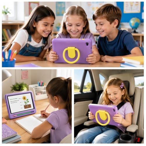 Image of Kids Tablet with Shockproof Case Stylus, Android 16 Tablet for Kids, 24GB RAM 128GB ROM 1TB TF Card Expand, Parental Control, Eye Protection, Dual Camera, 7 inch Tablet, WiFi 6 BT5.4, Purple