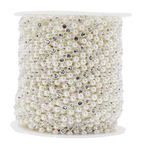 Mandala Crafts Flatback Pearl Applique Banding - Crystal Pearl Trim - 0.5 Inch 10 Yds Pearl Rhinestone Trim Lace Ribbon For Sewing Bridal Dress Decor Weddings Party Christmas Decorations #TOP13