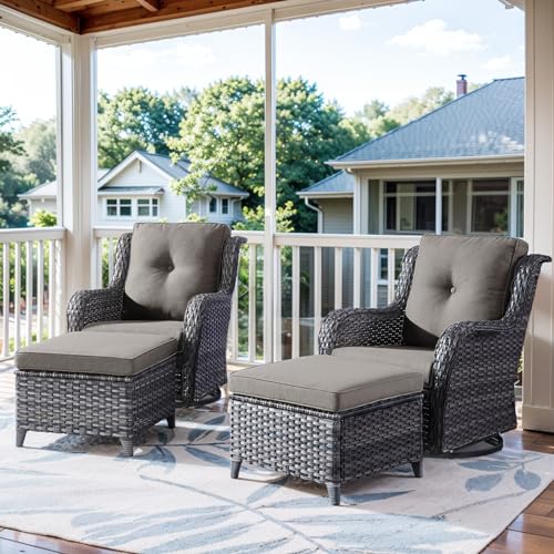 4-Piece Patio Furniture Set with Swivel Glider Chairs