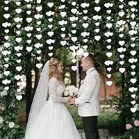 52 Pieds Guirlande Papier Coeur Blanc, 4 Pièces 4m Coeur