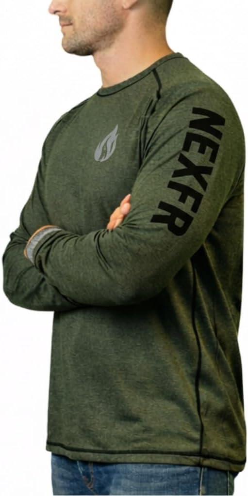FR Shirts for Men | Double Stitched Long Sleeve Base Layer Crew Shirt | NFPA2112 Light Weight Fire Retardant Shirt