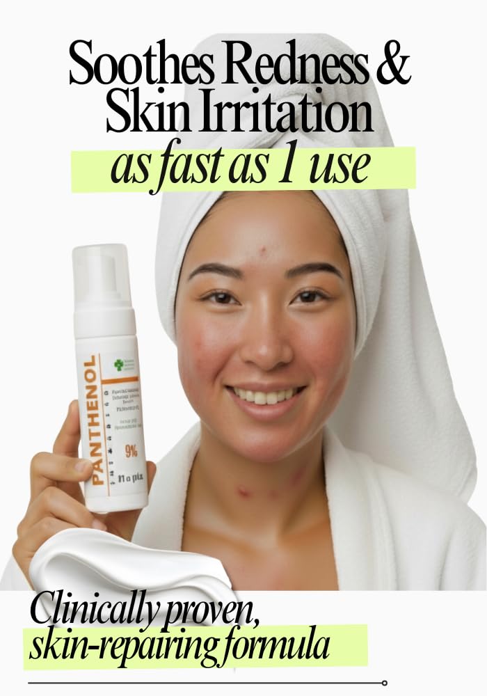 9% Panthenol Foam After Sun & Instant Redness Relief| Barrier Repair with Aloe & Hyaluronic Acid| Post Acne, Procedures, After Tattoo Care & Hair Transplant Spray | Baby & Sensitive Skin Safe