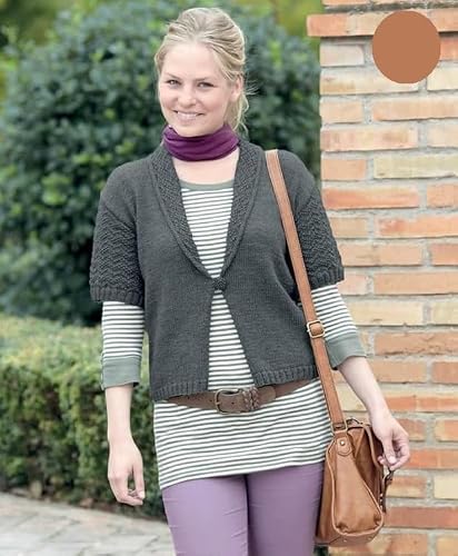 Sirdar Brown Short Sleeve Cardigan In Wash 'N' Wear Double Crepe Dk - 9837