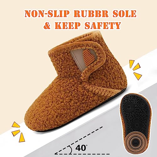 BARERUN Toddler Slippers Girls Boys House Shoes Baby Winter Booties Plush Cozy Kids House Slipper Warm Lightweight Infant Walking Shoes Socks4