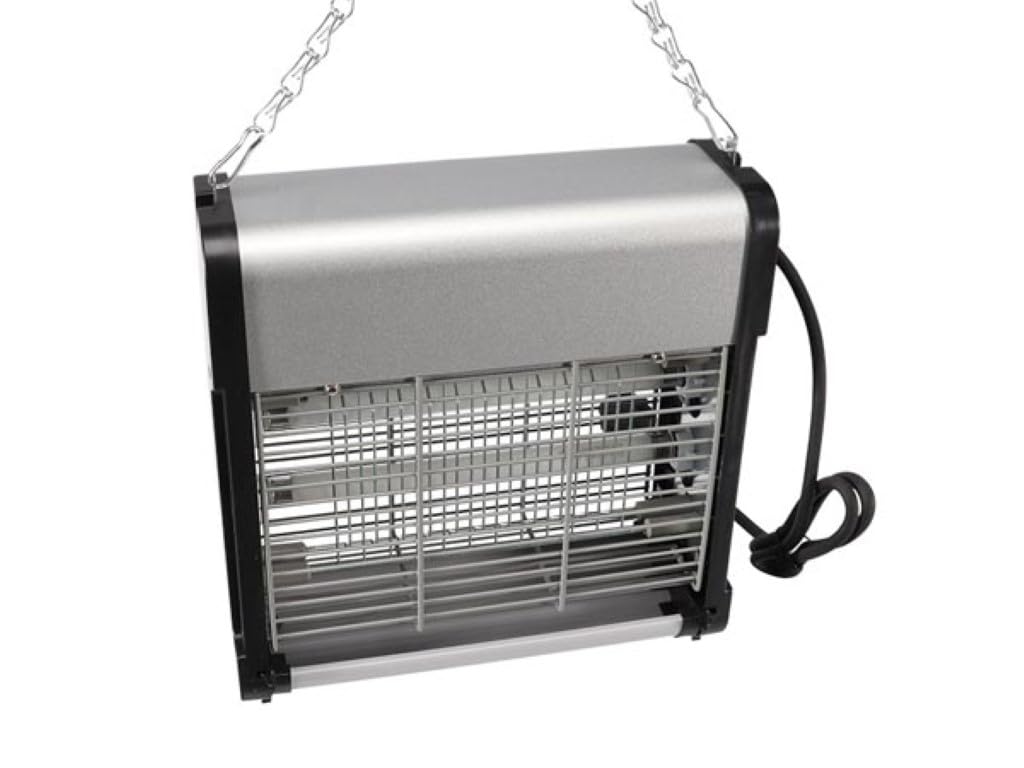 Perel Lampada insetticida UV elettrica per interni, griglia 2800V, dispositivo silenzioso con vassoio estraibile, copertura 30 m², struttura in metallo, senza sostanze chimiche