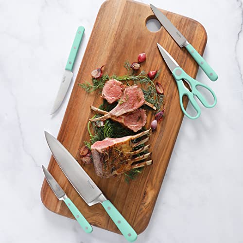 Martha Stewart Eastwalk 14 Piece High Carbon Stainless Steel Cutlery Knife Block Set W/Abs Triple Riveted Forged Handle Acacia Wood Block - Martha Blue #TOP2
