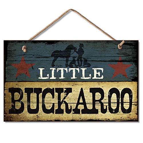 New LITTLE BUCKAROO SIGN Cowboy Plaque Boy's Room Decor WESTERN Blue Star ART