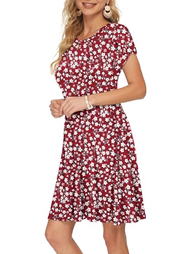 MOLERANI Summer Dresses for Women 2025 Casual T Shirt Crewneck Petal Sleeve Swing Vacation Dress with Pockets2