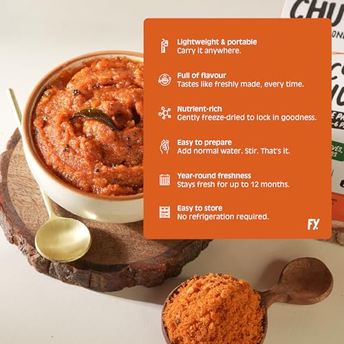 Image of Chutnefy Spicy Onion (Kara) Chutney | 250g Freeze-Dried Instant Dry Mix | Just Add Water to Make 20+ Servings (1000 g) | 0% Preservatives or Additives
