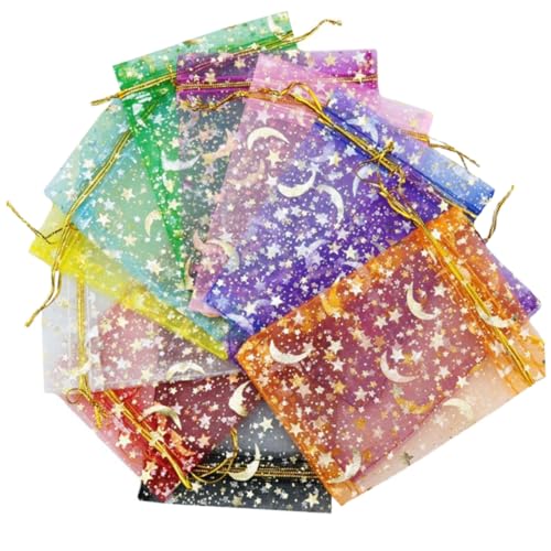ZUNOXAZ 50個喜糖礼品袋 オーガンザバッグ パーティー用ジュエリー 袋 引き紐付き 再利用可能 おしゃれで耐久性のあるデザイン 各種イベントや贈り物に
