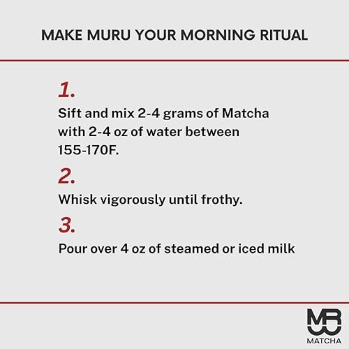 Miniatura 7 de MURU Matcha Matcha japonesa de grado ceremonial orgánico, origen único + mezcla de Uji de primera cosecha, lata de 1.06 oz, 100% té verde en polvo,