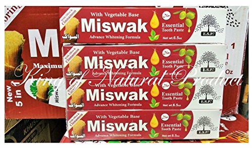 New 5 in 1 Organic MISWAK Herbal Toothpaste 6.5oz 6 Pack