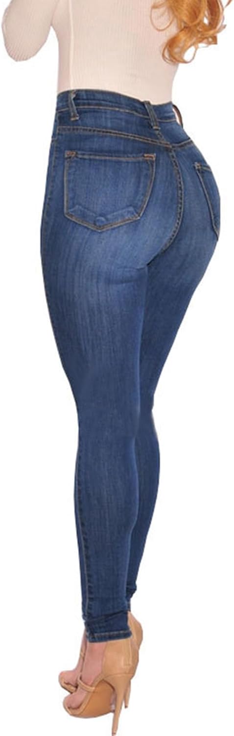 KUNMI Womens Curvy High Waist Stretch Butt Lifting Skinny Colombian Jeans - Image 2